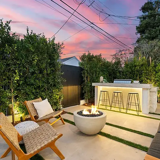 Modern Geometric Patio & Fire Feature - Decorative Concrete project in Portland, OR